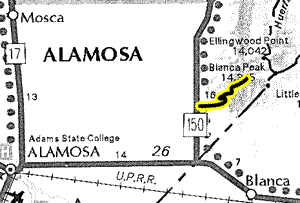 Blanca Peak map - area