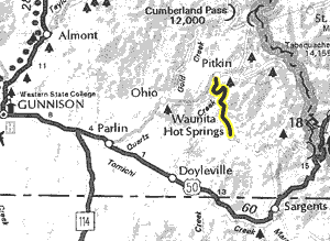 Waunita Pass map - area